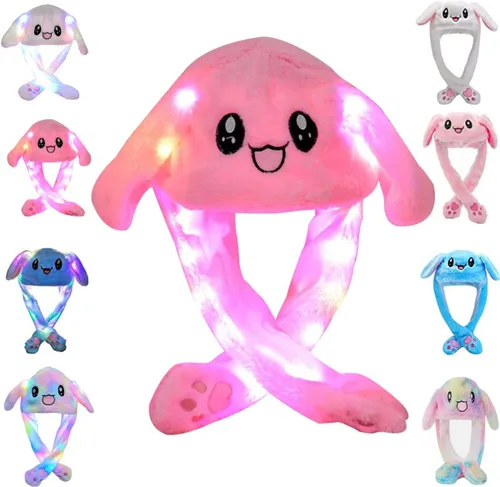 Vista 9 de Sombrero de conejo con orejas que se mueven de umbresen, sombrero de conejo de peluche divertido para niños