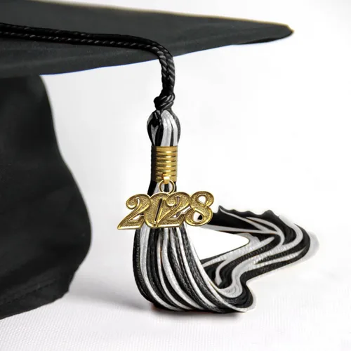 Vista 374 de Endea Graduation - Borla de doble color mixto con fecha dorada (negro/dorado antiguo, 2021)