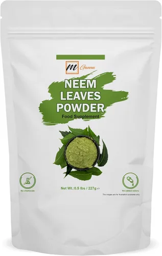 Polvo de hoja de neem 100% natural Azadirachta Indica pura para piel, cuidado del cabello y formulaciones cosméticas 227 GMS / 0.5 libras