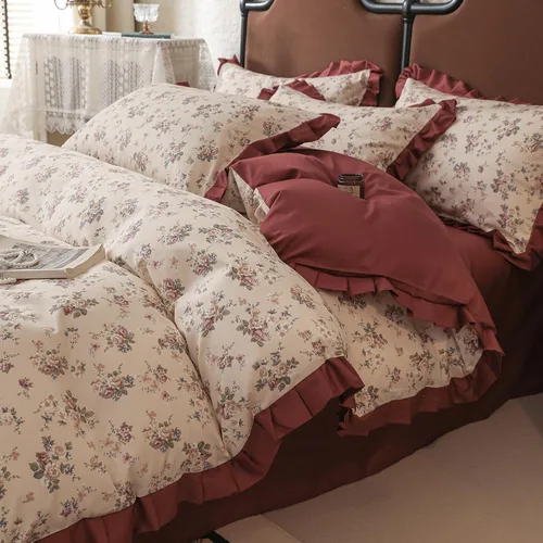 Vista 14 de VM VOUGEMARKET Juego de Funda de Consolador Romántica con Volantes Twin Estilo Princesa para Niñas Juego de Ropa de Cama de Flores Moradas