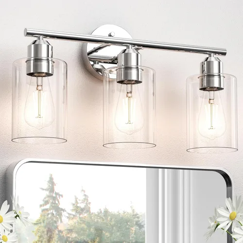 Vista 13 de Espird Lámpara de baño negra de 3 luces para tocador, moderna lámpara de pared para baño, lámpara de pared de granja, apliques de pared negro mate