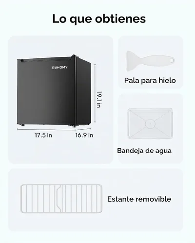 Vista 8 de EUHOMY Mini refrigerador de 1.7 pies cúbicos, refrigerador compacto de Negro