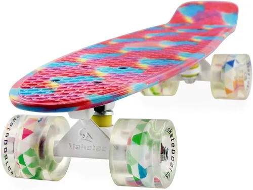 Vista 30 de Meketec Skateboards Mini Cruiser - Patineta (56 cm), diseño retro para niños chicos jóvenes principiantes