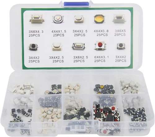 250 piezas/1 juego de 10 tipos de tabletas de control remoto para coche duradero, interruptor de botón movible, botón de llave de coche, micro
