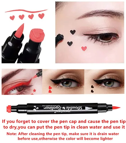 Vista 6 de Go Ho 4 sellos líquidos para delineador de ojos, doble cara, impermeables, delineador de ojos, herramienta de tatuaje con forma de corazón