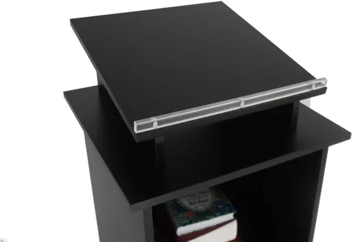 Vista 6 de FixtureDisplays® Podio de madera negra atril púlpito Evento Debate Escuela Móvil sobre ruedas Ruedas Fácil montaje requiere Viene con videos