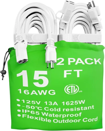 Vista 30 de HUANCHAIN Cable de extensión negro para interiores y exteriores, 3 pies, impermeable, calibre 16/3, flexible, resistente al frío, cable de extensión