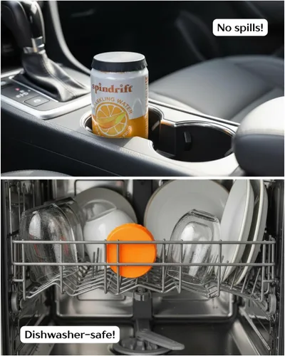 Vista 2 de Tapas de silicona para latas de bebidas (paquete de 6) – Fundas reutilizables para refrescos, cerveza y bebidas energéticas – Se adapta a latas