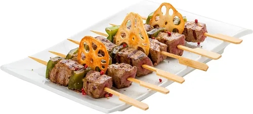 Vista 5 de KingSeal - 200 palillos de madera de bambú verde natural, brochetas para aperitivos y cócteles, 4.5 pulgadas, 2 paquetes de 100