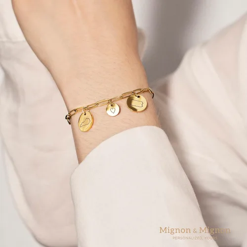 Vista 8 de MignonandMignon Pulsera de amistad de larga distancia con dije grabado del estado, joyería hecha a mano personalizada para mamá para mejor amiga