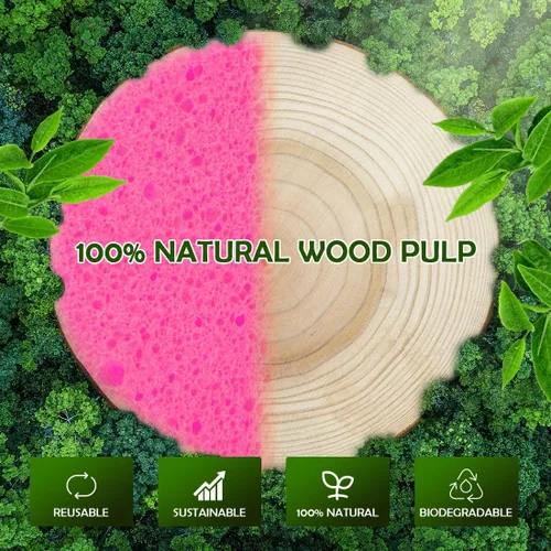 Vista 6 de AIDEA 96 esponjas faciales comprimidas, color rosa, esponjas faciales redondas para limpieza, esponjas cosméticas de celulosa natural, esponjas