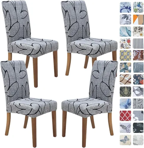 Vista 54 de SPRINGRICO Juego de 4 fundas para sillas de comedor, fundas elásticas para sillas de comedor, de elastano lavables, fundas para sillas Parsons