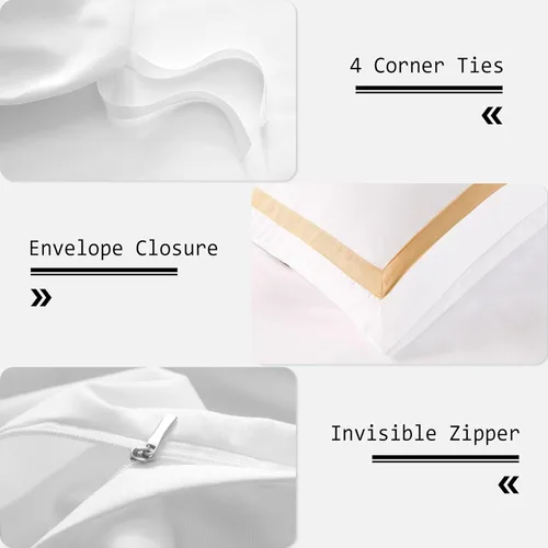 Vista 4 de OSVINO Juego de funda de edredón de hotel, tamaño individual, 2 piezas, microfibra beige, colección de ropa de cama, ultra suave, transpirable