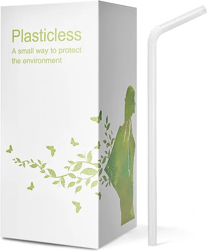 Vista 8 de 100 Unidades Pajitas PLA Compostables 100% a Base de Plantas - Pajitas Flexibles Biodegradables Sin Plástico para Beber - Una Fantástica Alternativa