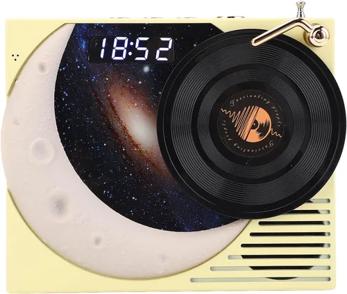 Vista 10 de Zopsc Retro Bluetooth Speaker, Vintage Bluetooth Speaker with Clock Display and Ambient Light, 360 Degree Surround Sound Bluetooth Speaker for Black