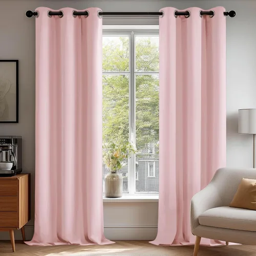 Deconovo Cortinas opacas para dormitorio, juego de 2 paneles de 42 pulgadas de ancho x 84 pulgadas de largo, con aislamiento térmico y reducción de