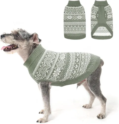 Vista 18 de HOMIMP Suéter de rombos para perros - Ropa cálida de invierno para cachorros, abrigo suave, suéter feo para perros pequeños, medianos y grandes, Azul