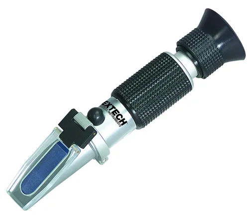 Extech RF11 Refractómetro portátil de sacarosa Brix con compensación automática de temperatura, rango Brix 0-10%, probador óptico portátil