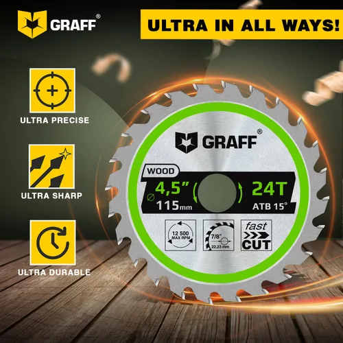 Vista 5 de GRAFF Hoja de sierra circular de 4-1/2 pulgadas, hoja de sierra para amoladora de 24 dientes para madera, madera contrachapada, paneles de yeso