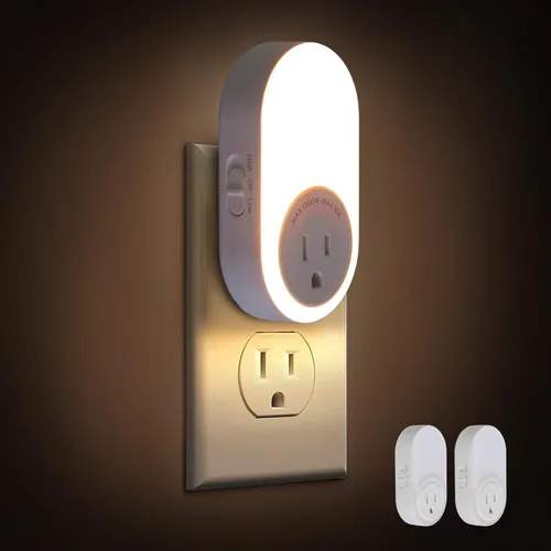 Dawnrise Luces nocturnas que se enchufan a la pared, luz nocturna con sensor de atardecer a amanecer con toma de corriente, CCT 2200K o 4000K,