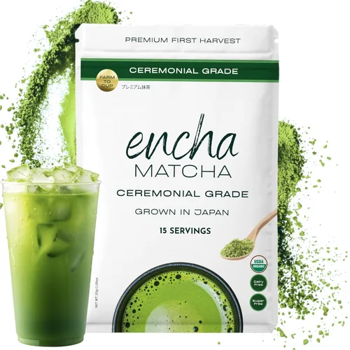 Vista 15 de Encha Matcha Latte Powder - Polvo de colágeno matcha keto con proteínas, primera cosecha, macha japonesa premium, 5.3 onzas
