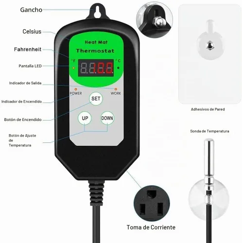 Vista 7 de Alfombrilla térmica para plántulas con termostato de 40 a 108 grados Fahrenheit, almohadilla térmica hidropónica cálida con controlador