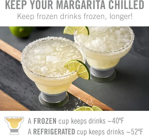 Vista 3 de HOST FREEZE - Vasos de Margarita sin tallo, vasos de cóctel de plástico aislados para bebidas congeladas, vasos enfriadores de doble pared