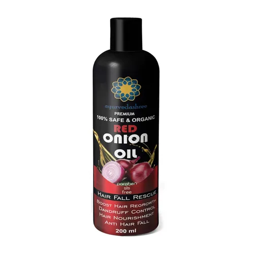 Vista 10 de Aceite para Cabello AYURVEDASHREE, 200 ml con Amla, Bhringraj, Brahmi, Methi, Shikakai, Neem, Henna, Pino, Clavo, Eucalipto y Aceite de Citronela