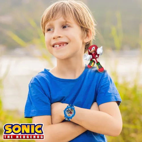 Vista 4 de Sonic The Hedgehog - Reloj digital para niños, pantalla LED intermitente, hora fácil de leer, correa ajustable y diseño de personaje sónico, se