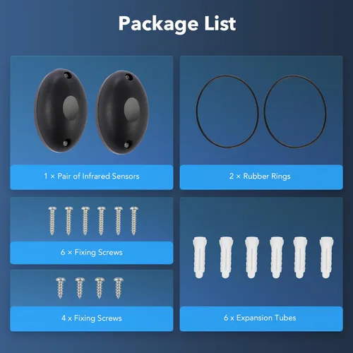 Vista 8 de Kit de sensor infrarrojo CO-Z para abridor de puerta, sensores de seguridad de puerta exterior fotoeléctricos de haz IR, sensor de ojo de puerta
