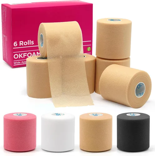 OK TAPE Cinta preenvoltura (6 rollos, 12 yardas) – Envoltura de espuma atlética para deportes, protege para tobillos, muñecas, manos y rodillas,