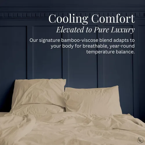 Vista 2 de Linden & Lain Juego de sábanas de lujo tamaño King Sábanas de cama ultra suaves orgánicas Viscosa derivada del bambú Microfibra Bolsillo