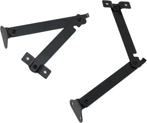 Vista 3 de 6 Piezas Bisagras de Soporte de Tapa Negras, Giratorias Plegables para Muebles, Bisagra de Soporte de Tapa con Elevación para Ventana Pequeña