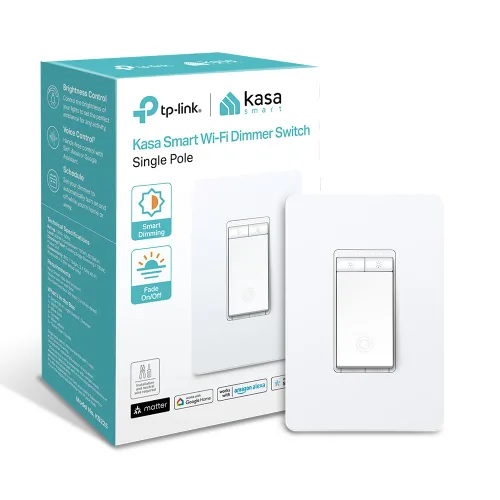 Vista 10 de Kasa Smart Interruptor de atenuación HS220, un solo polo, necesita cable neutro, interruptor de luz Wi-Fi de 2.4 GHz, funciona con Alexa y Google