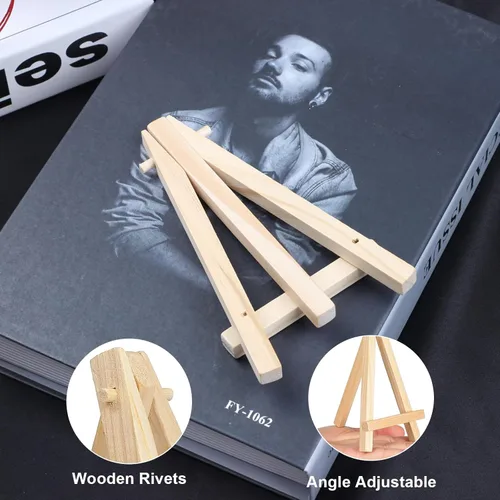 Vista 3 de 60 piezas de mini caballete de 5 pulgadas, mini soporte de lona de madera, caballetes pequeños para pintar, caballetes triangulares, caballetes