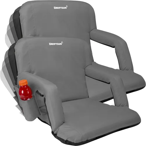 Vista 14 de Driftsun Asientos de estadio extra anchos con respaldo – Sillas plegables de lujo para gradas – Silla deportiva plegable impermeable – Fácil