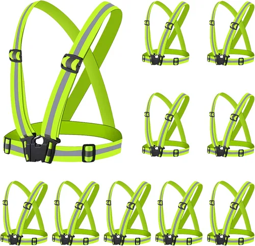 Vista 10 de Chaleco reflectante - Chaleco reflectante para correr, chaleco reflectante para correr con correas de seguridad, reflector de alta visibilidad