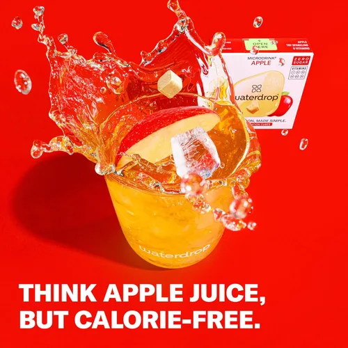 Vista 4 de Waterdrop Cubos de Hidratación con Vitamina C, B3, B5 y Electrolitos, Sabor Manzana, Potenciador de Sabor para Agua con Electrolitos, Apto para Agua