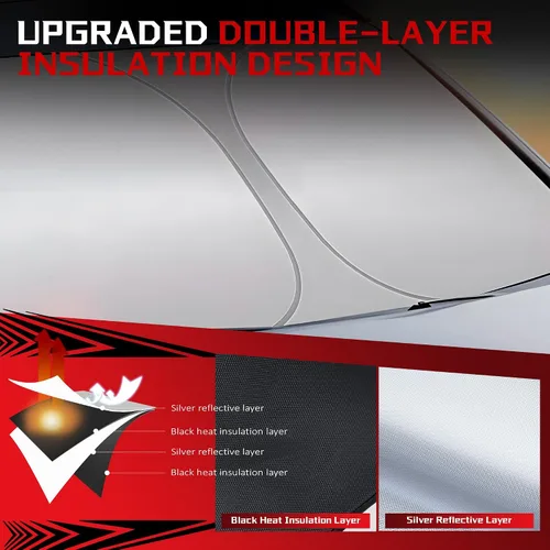 Vista 4 de [Usado] Parasol para parabrisas Che-vrolet/Chevy Silverado 1999-2006 plegable para ventana delantera de automóvil, bloquea los rayos UV y el calor