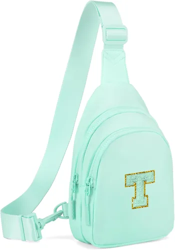 Vista 133 de Viverte Pequeña bolsa con inicial para niñas y mujeres, bonita cangurera cruzada de regalo