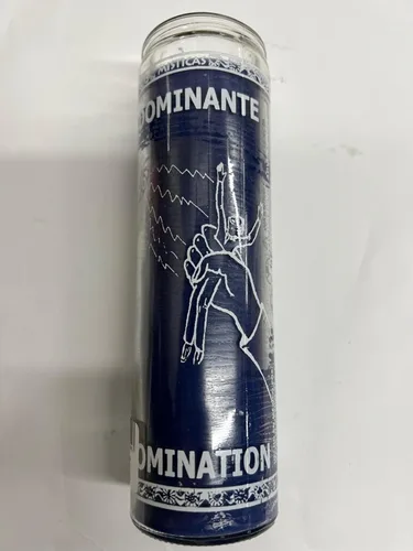 Vista 2 de Domination (Dominante) Vela de pilar púrpura sin perfume en vidrio