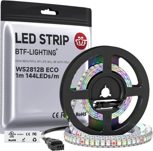 Vista 24 de BTF-LIGHTING WS2812B Tira LED RGB ECO, efectos de persecución 5050SMD direccionables individualmente, 3.3 pies, 60 píxeles/m, color de ensueño