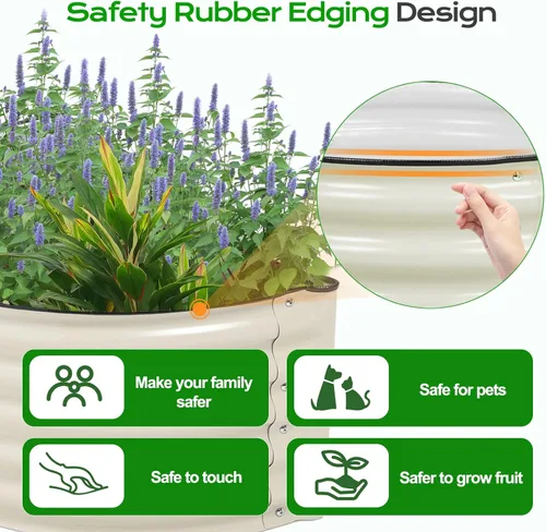 Vista 6 de Aoodor Cama de jardín elevada galvanizada de 42 pulgadas de largo x 24 pulgadas de ancho x 17 pulgadas de alto, macetas duraderas para exteriores