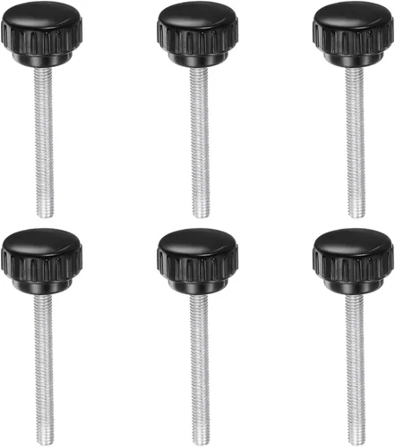 Vista 41 de uxcell 6 perillas de sujeción moleteadas M5 x 0.315 in métricas de acero inoxidable 304 rosca macho tornillo de pulgar en tipo 0.866 in cabeza