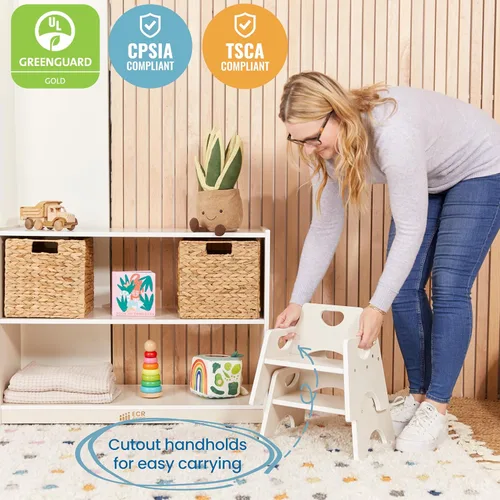 Vista 6 de ECR4Kids Silla apilable de madera para niños pequeños, 6 pulgadas, muebles para niños, lavado blanco, paquete de 2