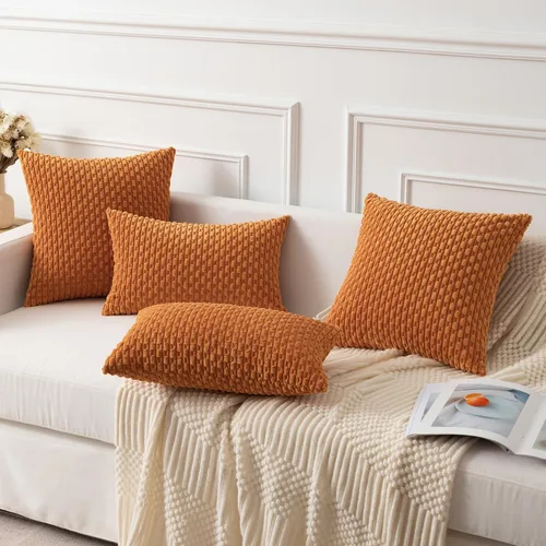 Vista 385 de Kevin Textile - Juego de 2 fundas de almohada decorativas de pana suave, estilo bohemio, a rayas, decoración del hogar para sofá, cama, sofá y sala