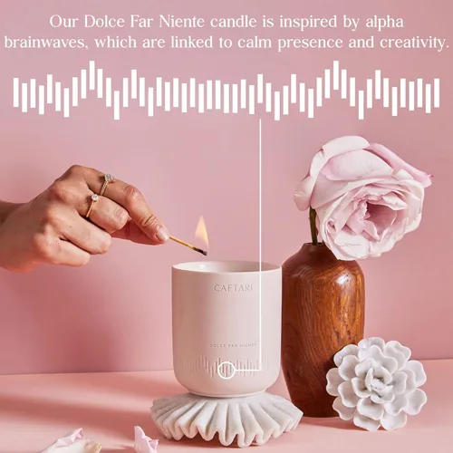 Vista 8 de CAFTARI Vela de Aromaterapia de Lujo Aroma de Rosa, Sándalo y Violeta 60 Horas de Combustión Cera Limpia de Coco y Soja Vela Vegana Lista