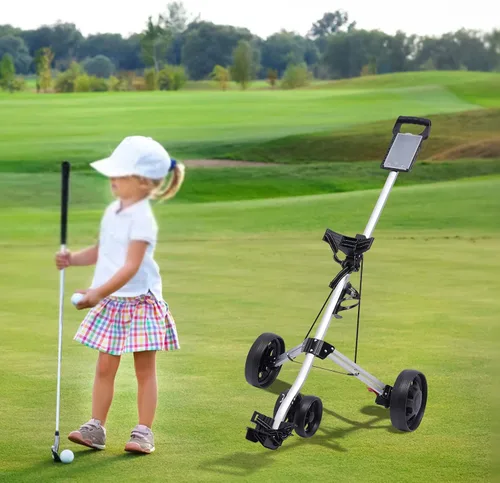 Vista 3 de Carrito de golf, carrito de golf de 3 ruedas, freno de pie, un segundo para abrir y cerrar, ligero, compacto carrito de carrito, estructura