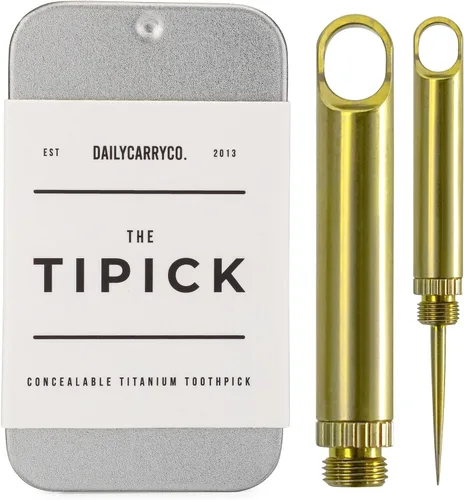 Vista 8 de DAILYCARRYCO. Soporte para palillos de dientes de titanio TiPick - Portátil de metal para viajes - Palillo mondadientes reutilizable EDC micro