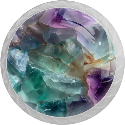 NEWzone 4 Pack Dresser Drawer Cabinet Knobs Agate Marble Round Shape Crystal Glass Knobs Pulls Handles for Kitchen Wardrobe Cupboard Door Hardware